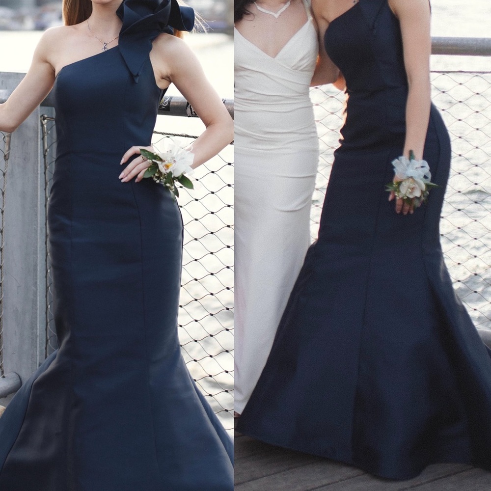 Jovani JVN Navy One Shoulder Formal Gown/Prom Dress